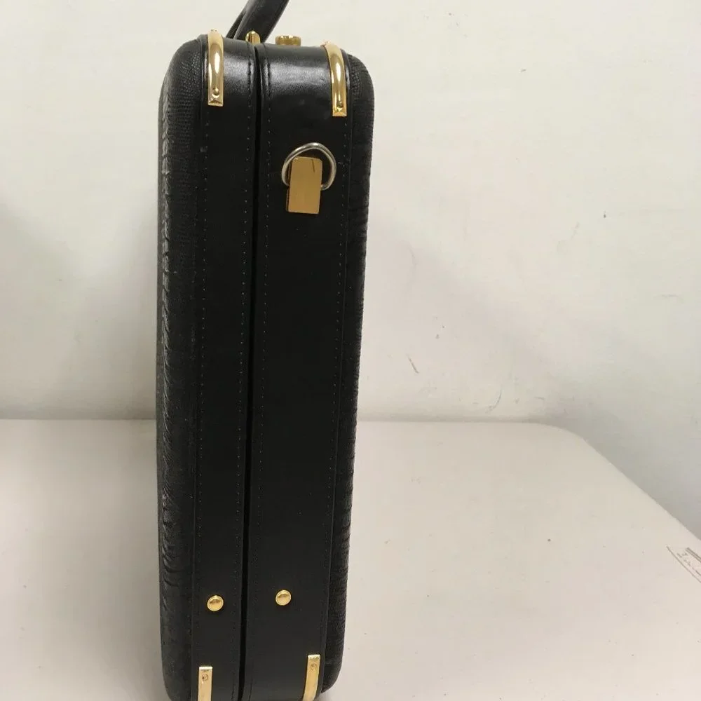 Amniet crocodile belly leather black briefcase attache case New Opus